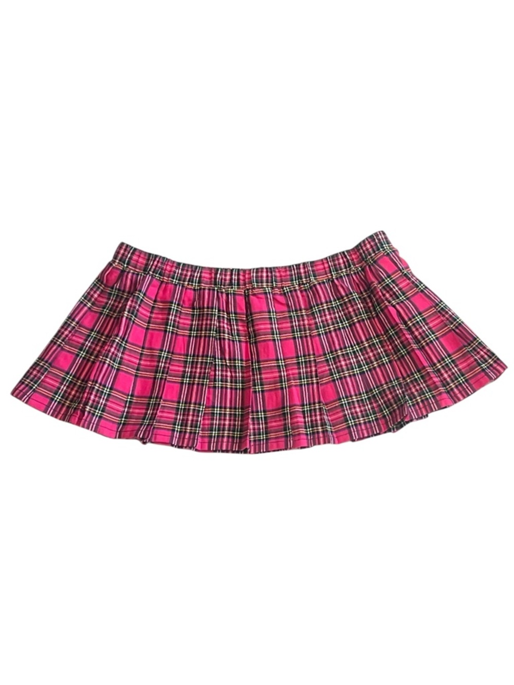 Pink Plaid Pleated Schoolgirl Punk Grunge Micro Mini Skirt Cosplay - Picture 7 of 8